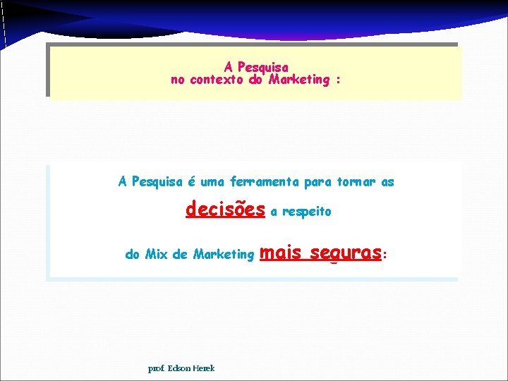 A Pesquisa no contexto do Marketing : A Pesquisa é uma ferramenta para tornar