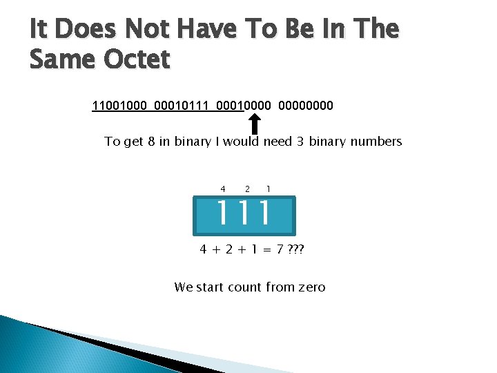 It Does Not Have To Be In The Same Octet 11001000 00010111 00010000 To