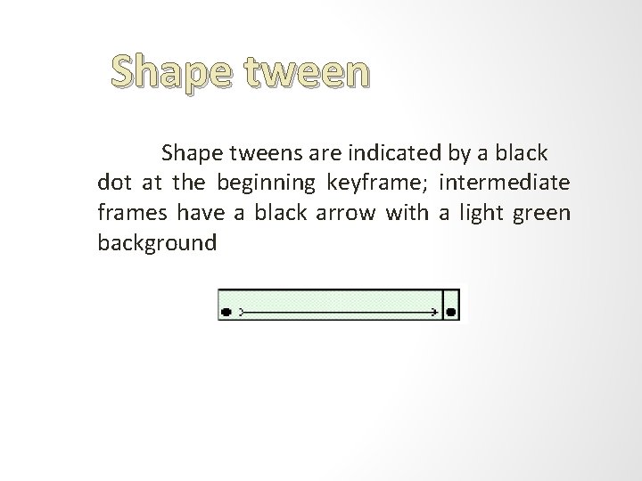 Shape tweens are indicated by a black dot at the beginning keyframe; intermediate frames