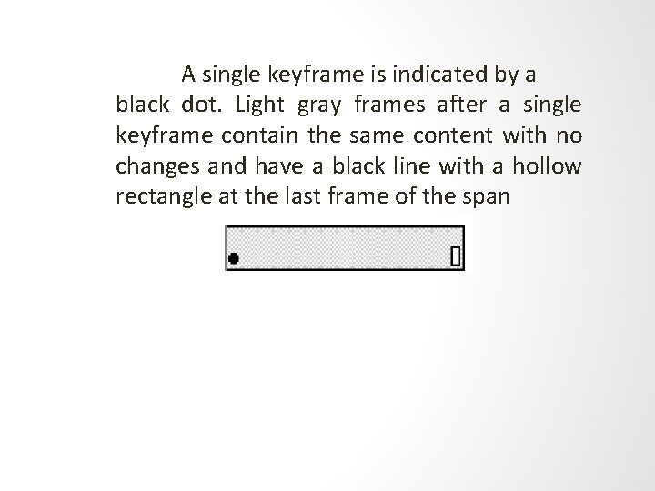 A single keyframe is indicated by a black dot. Light gray frames after a