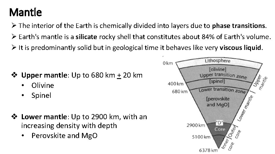 Mantle Ø The interior of the Earth is chemically divided into layers due to Mantle Ø The interior of the Earth is chemically divided into layers due to