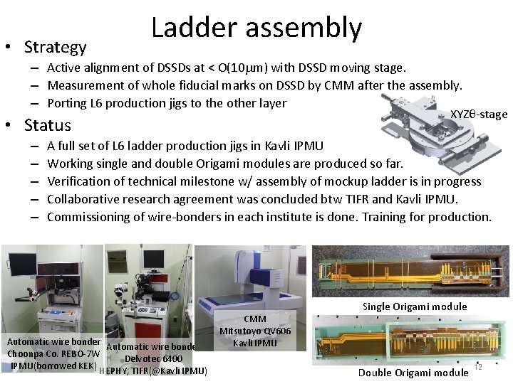  • Strategy Ladder assembly – Active alignment of DSSDs at < O(10 mm)