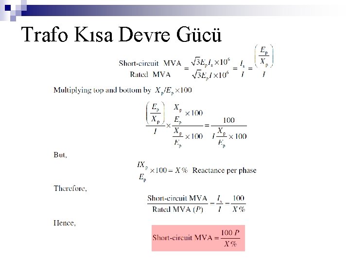 Trafo Kısa Devre Gücü 