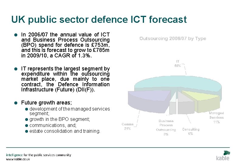 UK public sector defence ICT forecast = In 2006/07 the annual value of ICT