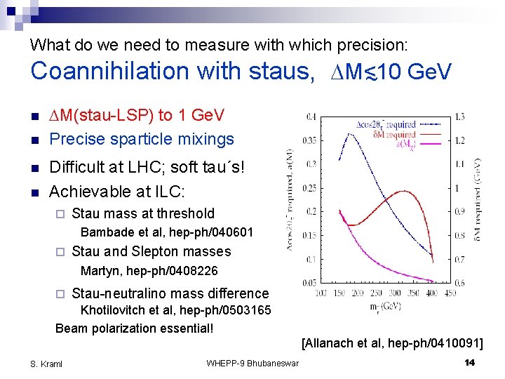 What do we need to measure with which precision: Coannihilation with staus, DM<10 ~