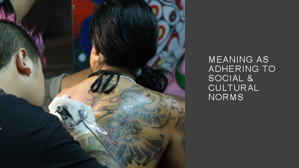 MEANING AS ADHERING TO SOCIAL & CULTURAL NORMS 