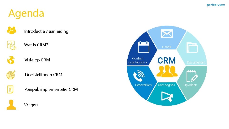 Agenda Introductie / aanleiding Wat is CRM? Visie op CRM Doelstellingen CRM Aanpak implementatie