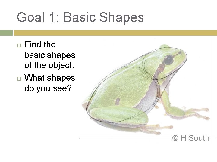 Goal 1: Basic Shapes Find the basic shapes of the object. What shapes do