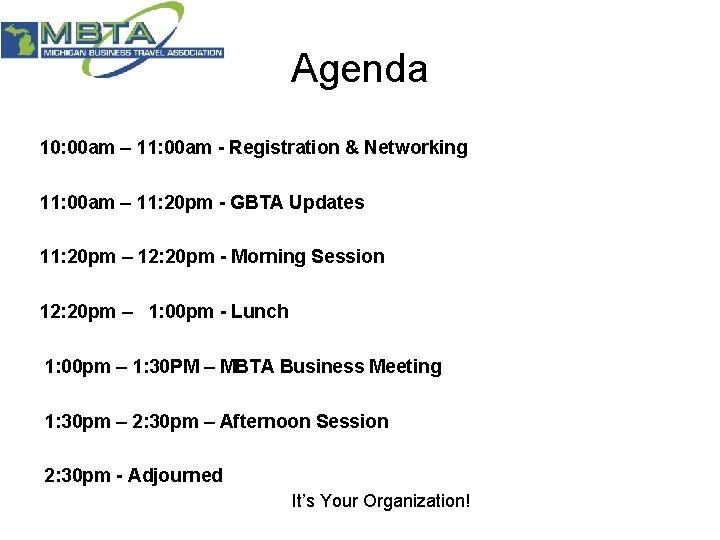 Agenda 10: 00 am – 11: 00 am - Registration & Networking 11: 00