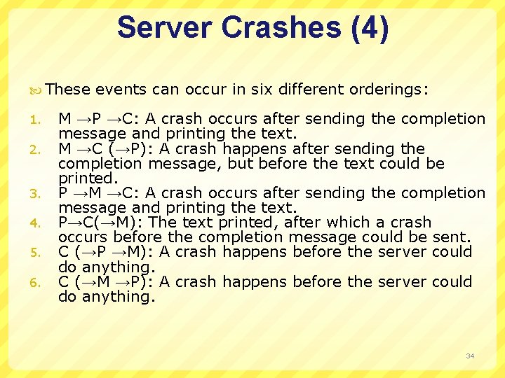 Server Crashes (4) These 1. 2. 3. 4. 5. 6. events can occur in