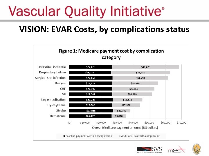 VISION: EVAR Costs, by complications status 