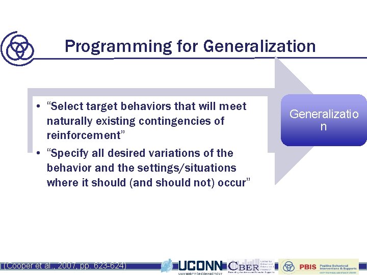 Programming for Generalization • “Select target behaviors that will meet naturally existing contingencies of