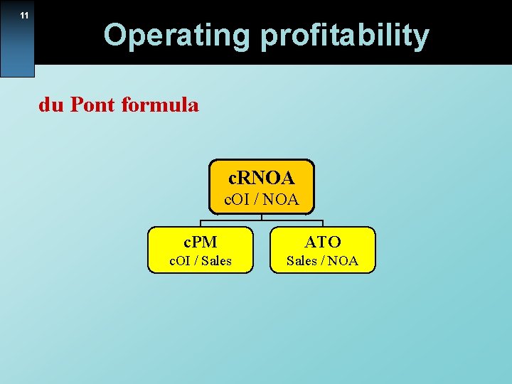 11 Operating profitability du Pont formula c. RNOA c. OI / NOA c. PM