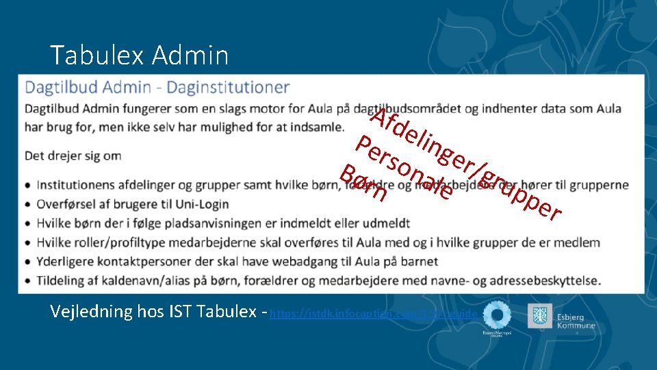 Tabulex Admin Afd e Per ling e s r/g o Bø n rn ale