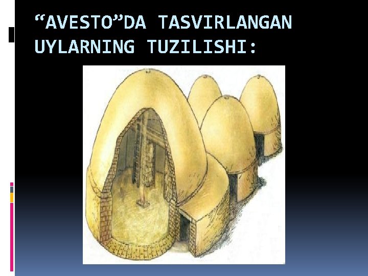 “AVESTO”DA TASVIRLANGAN UYLARNING TUZILISHI: “AVESTO”DA TASVIRLANGAN UYLARNING TUZILISHI: