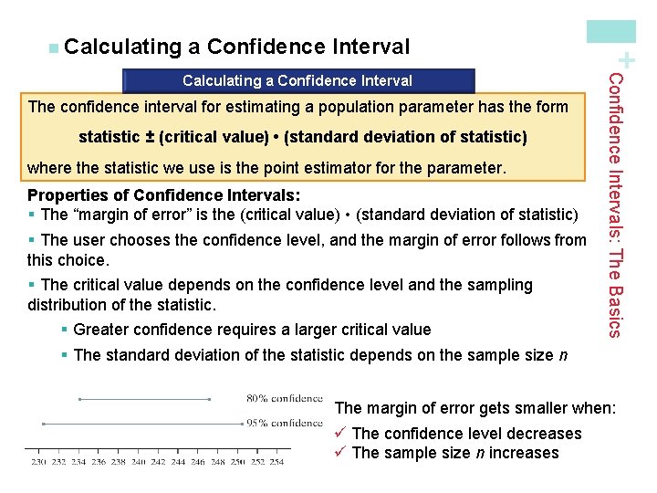 a Confidence Interval The confidence interval for estimating a population parameter has the form