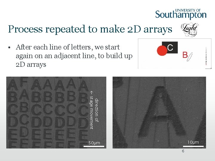 Process repeated to make 2 D arrays • After each line of letters, we