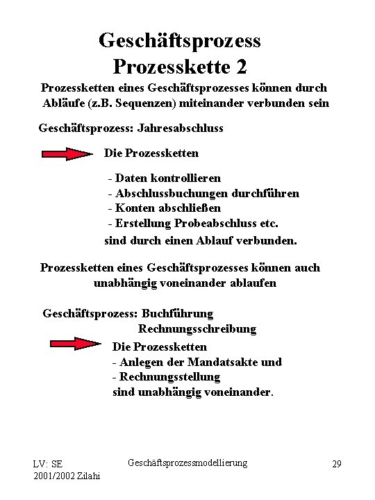 Geschäftsprozess Prozesskette 2 Prozessketten eines Geschäftsprozesses können durch Abläufe (z. B. Sequenzen) miteinander verbunden