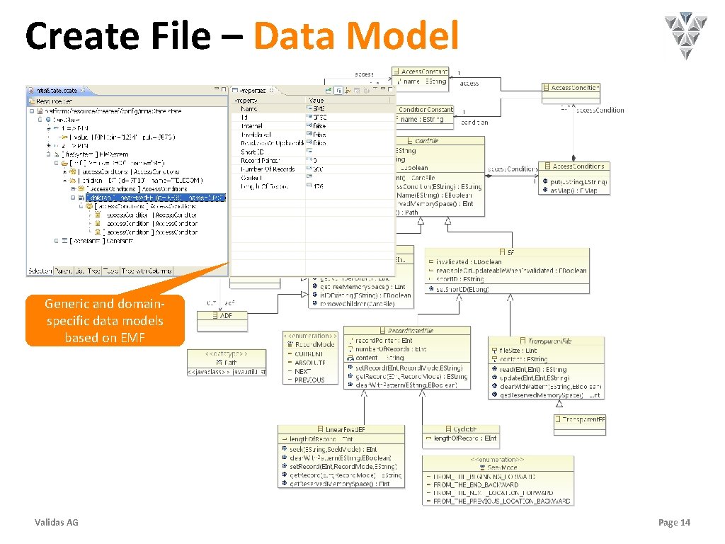 Create File – Data Model Generic and domainspecific data models based on EMF Validas