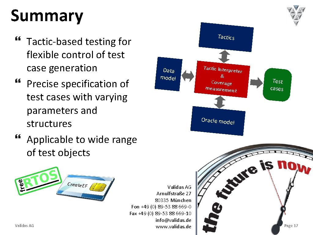 Summary Tactic-based testing for flexible control of test case generation Precise specification of test