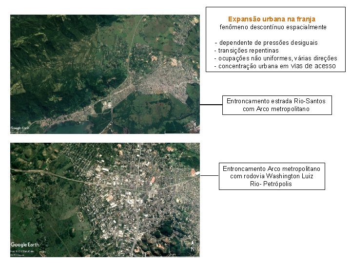 Expansão urbana na franja fenômeno descontínuo espacialmente - dependente de pressões desiguais - transições