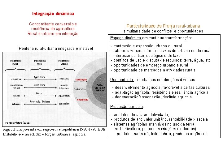 Integração dinâmica Concomitante conversão e resiliência da agricultura Rural e urbano em interação Particularidade