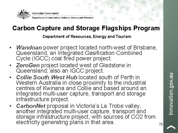 Carbon Capture and Storage Flagships Program Department of Resources, Energy and Tourism • Wandoan