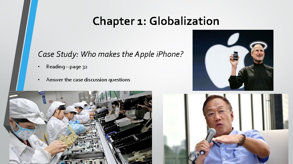 Chapter 1: Globalization Case Study: Who makes the Apple i. Phone? • Reading –