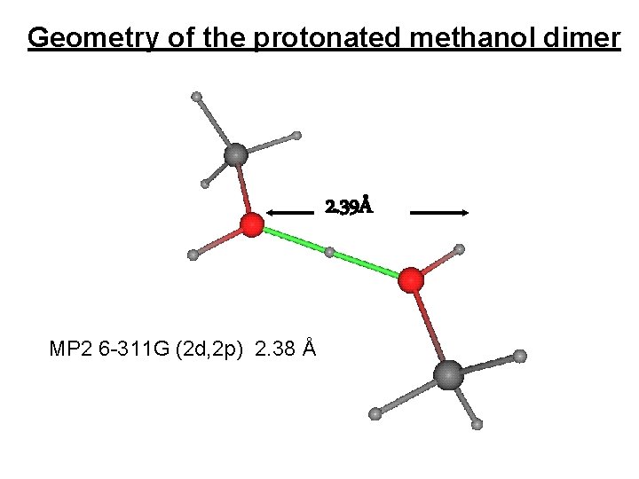 Geometry of the protonated methanol dimer 2. 39Å MP 2 6 -311 G (2