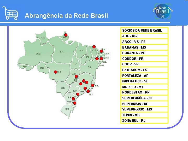 Abrangência da Rede Brasil SÓCIOS DA REDE BRASIL ABC - MG ARCO-IRIS - PE