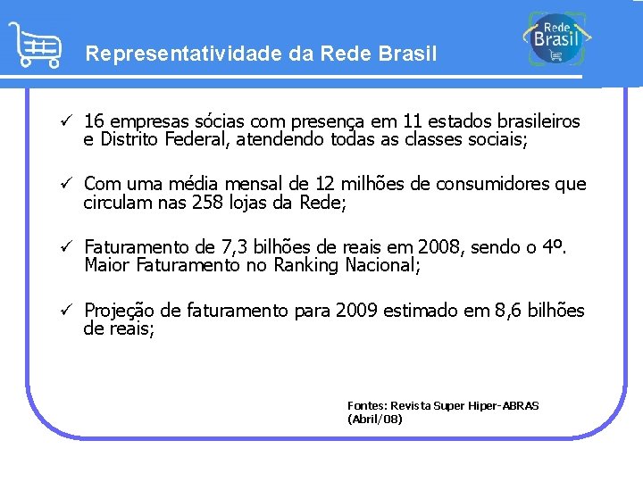 Representatividade da Rede Brasil ü 16 empresas sócias com presença em 11 estados brasileiros