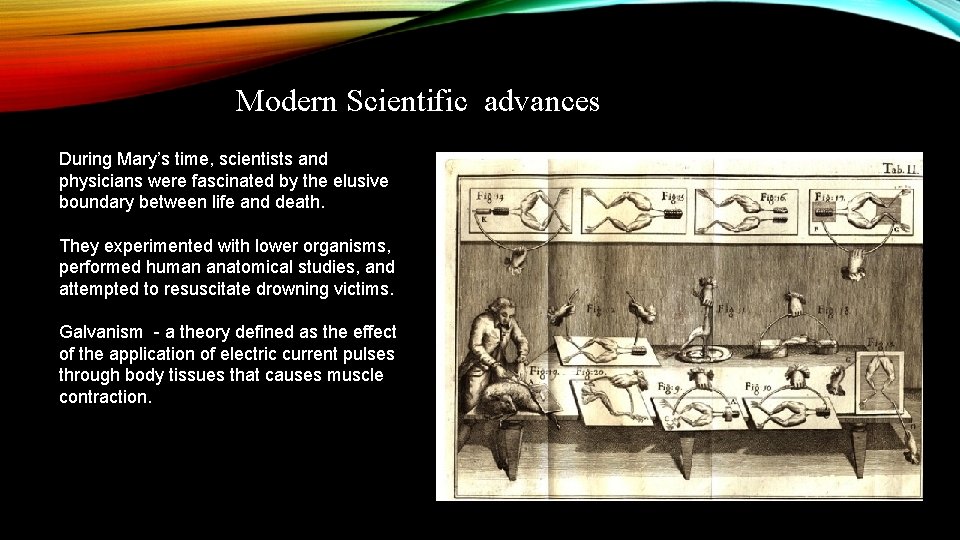 Modern Scientific advances During Mary’s time, scientists and physicians were fascinated by the elusive