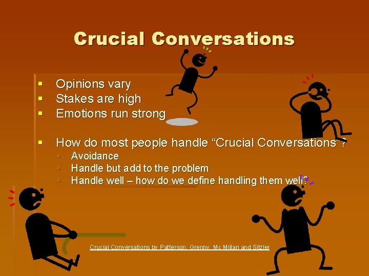 Crucial Conversations § Opinions vary § Stakes are high § Emotions run strong §