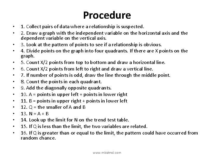 Procedure • • • • 1. Collect pairs of data where a relationship is