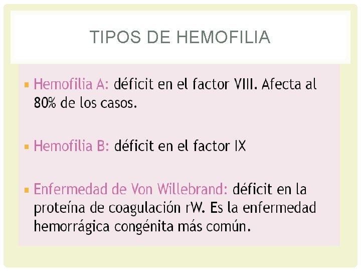 TIPOS DE HEMOFILIA 
