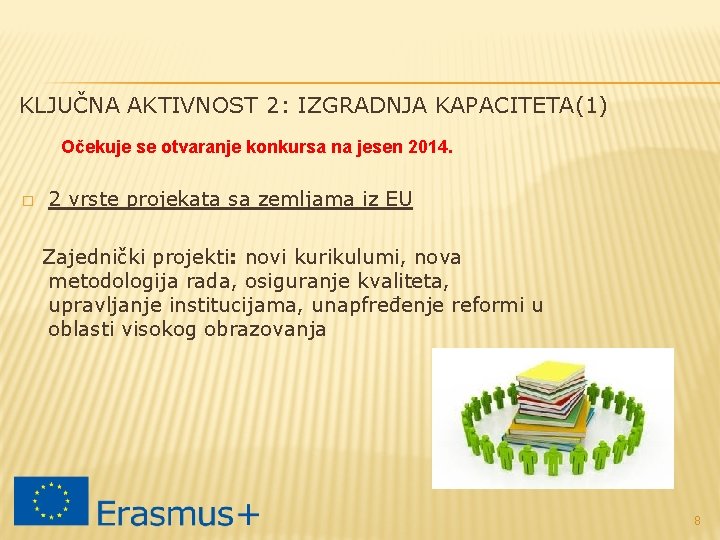 KLJUČNA AKTIVNOST 2: IZGRADNJA KAPACITETA(1) Očekuje se otvaranje konkursa na jesen 2014. � 2