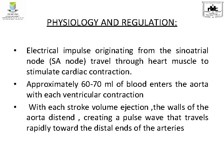 PHYSIOLOGY AND REGULATION: • • • Electrical impulse originating from the sinoatrial node (SA