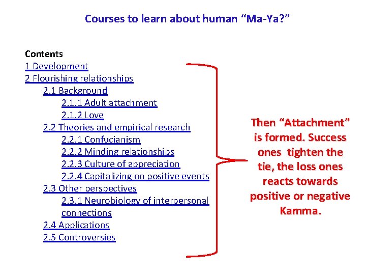 Courses to learn about human “Ma-Ya? ” Contents 1 Development 2 Flourishing relationships 2.