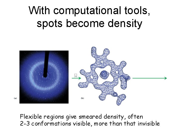 With computational tools, spots become density Flexible regions give smeared density, often 2 -3