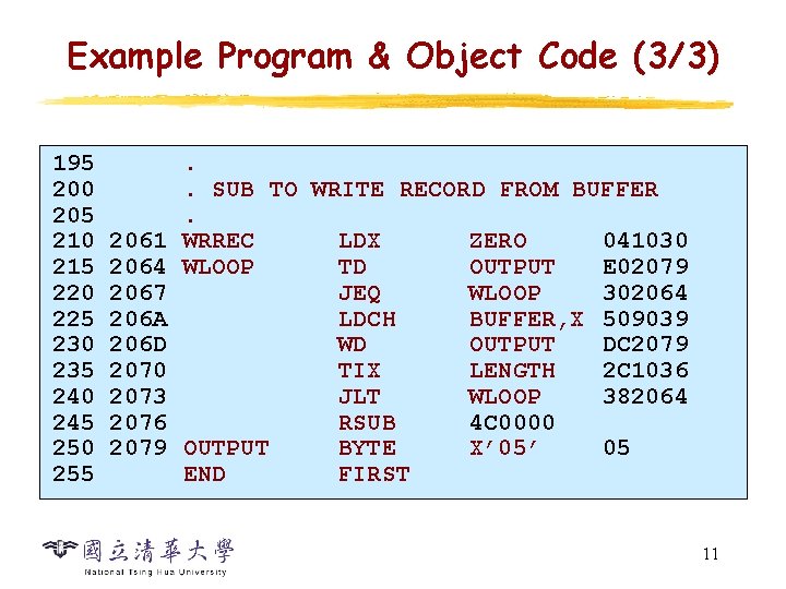 Example Program & Object Code (3/3) 195 200 205 210 215 220 225 230