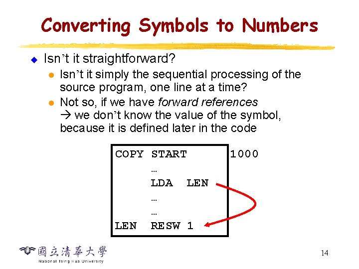 Converting Symbols to Numbers u Isn’t it straightforward? l l Isn’t it simply the