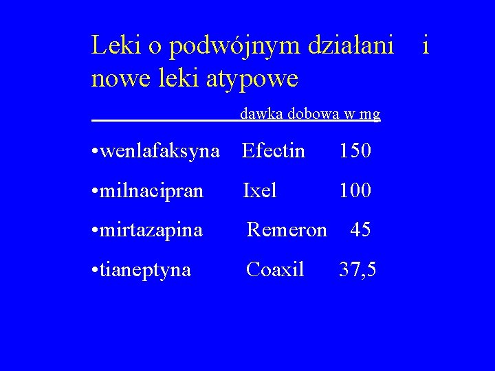 Leki o podwójnym działani nowe leki atypowe dawka dobowa w mg • wenlafaksyna Efectin