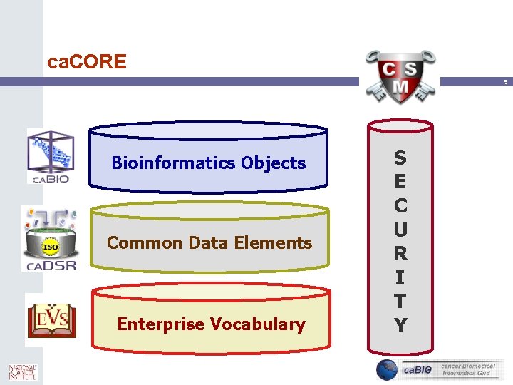 ca. CORE 9 Bioinformatics Objects Common Data Elements Enterprise Vocabulary S E C U