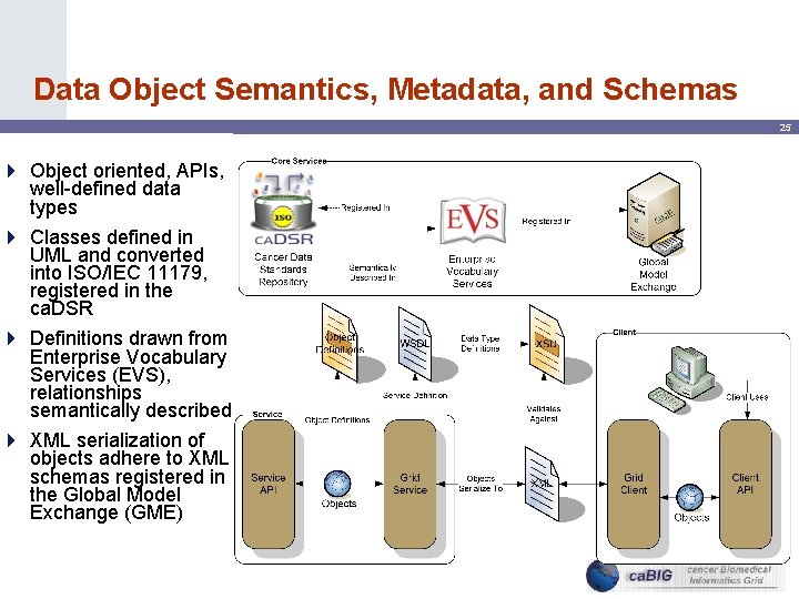 Data Object Semantics, Metadata, and Schemas 4 Object oriented, APIs, well-defined data types 4