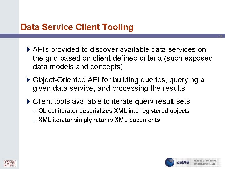 Data Service Client Tooling 32 4 APIs provided to discover available data services on