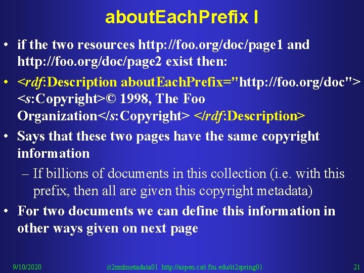 about. Each. Prefix I • if the two resources http: //foo. org/doc/page 1 and
