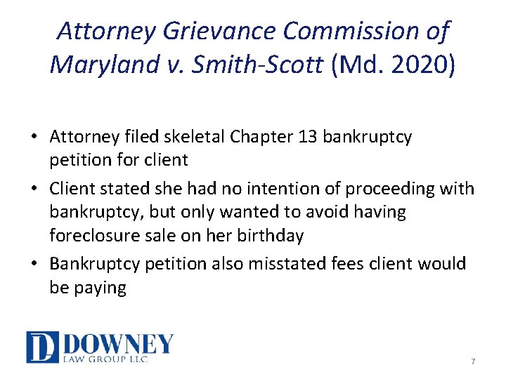 Attorney Grievance Commission of Maryland v. Smith-Scott (Md. 2020) • Attorney filed skeletal Chapter