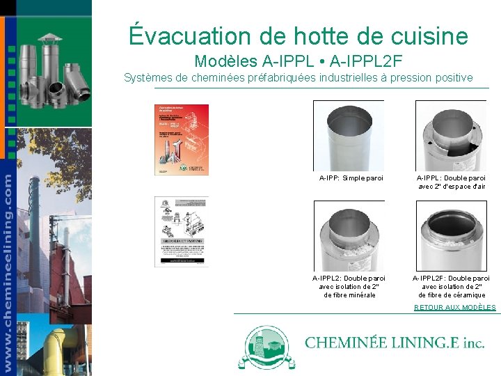 Évacuation de hotte de cuisine Modèles A-IPPL • A-IPPL 2 F Systèmes de cheminées