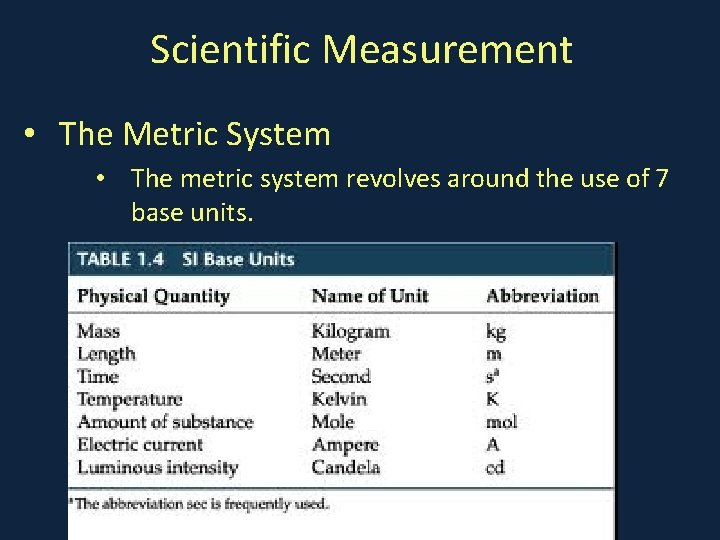 Scientific Measurement • The Metric System • The metric system revolves around the use