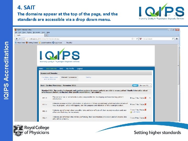 4. SAIT IQIPS Accreditation The domains appear at the top of the page, and